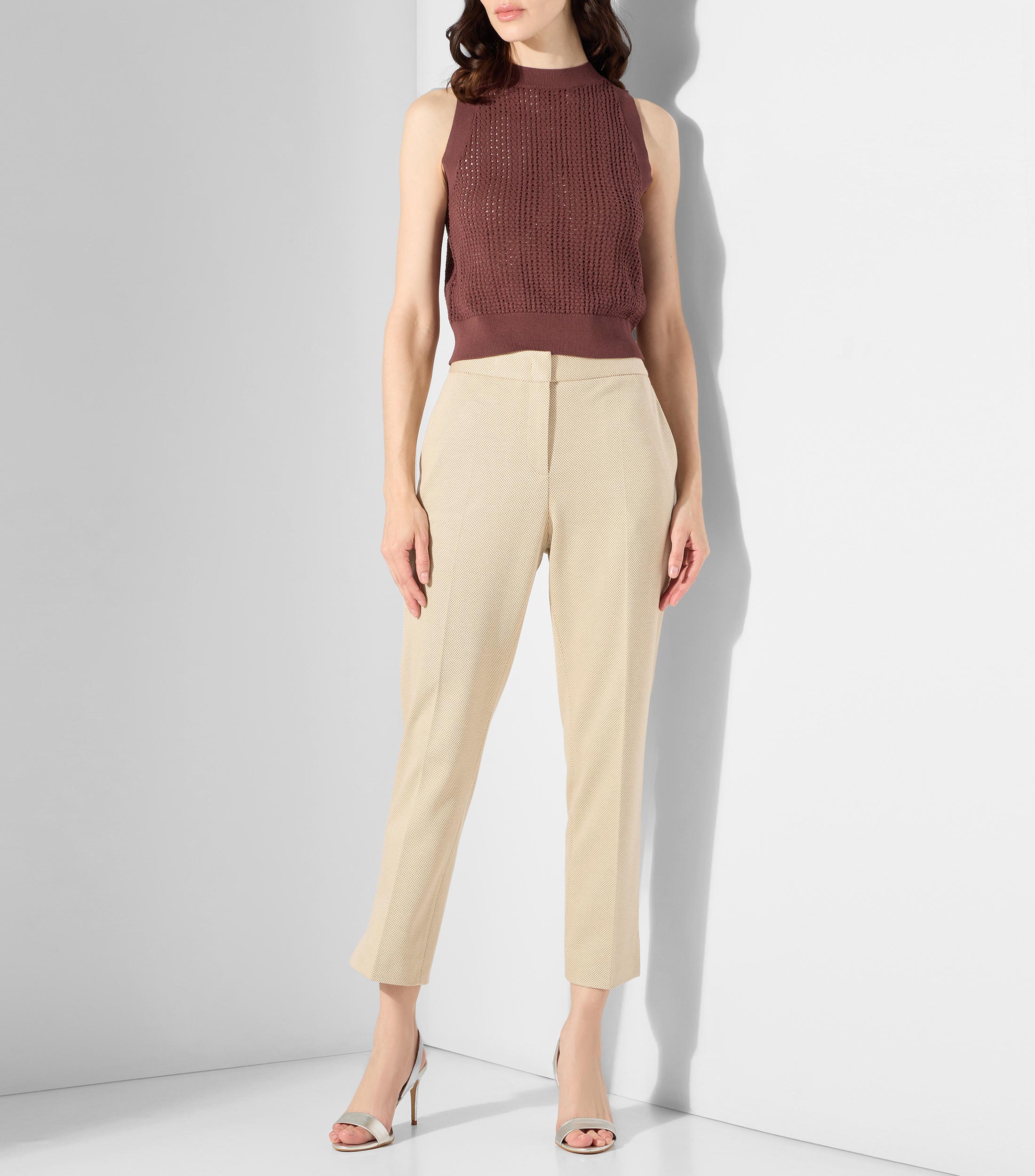 Pantalones slim estampados en punto elástico técnico Mujer